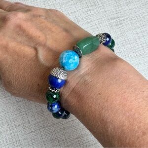 Handmade Beaded Stretch Bracelet Apatite Jade